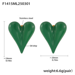 Enamel Sculptural Heart Stud Earrings