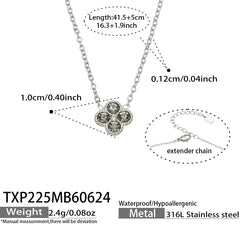 Color Four-Petal Cubic Zirconia Necklace and Earrings