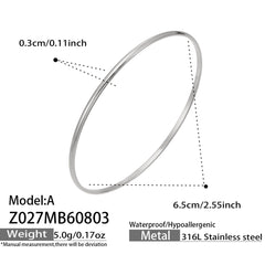 18K Gold-Plated Smooth or Diagonal Texture Bangle