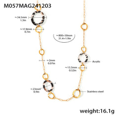 Long Leopard-Pattern Geometric Chain Necklace