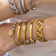 18K Gold-Plated Geometric Cubic Zirconia Clasp Bracelets