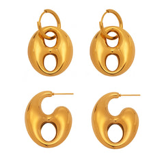 18K Gold-Plated Hollow Coffee Bean Earrings