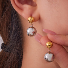18K Gold-Plated Rounded Ball Drop Earrings