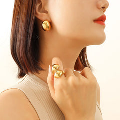 18K Gold-Plated Rounded Hollow Hoop Earrings