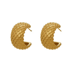 18K Gold-Plated Crossed Texture C-Hoop Earrings