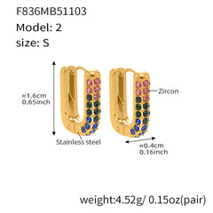 18K Gold-Plated Colored Cubic Zirconia U-Hoops