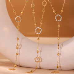 Cubic Zirconia Flower Y Necklace