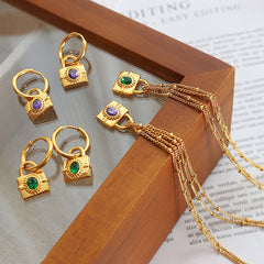 Padlock Cubic Zirconia Necklace or Earrings