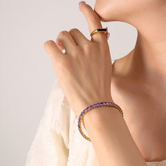 18K Gold-Plated Cubic Zirconia Stretch Bracelet