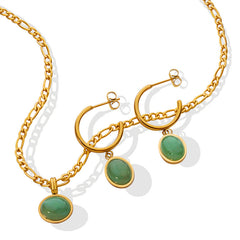 Green Aventurine Pendant Necklace and Earrings