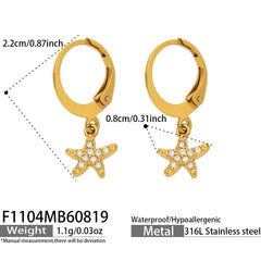 Gold-Tone Pepper, Starfish & Heart Charm Earrings