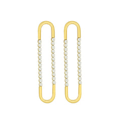 18K Gold-Plated Cubic Zirconia Long Hoop Earrings