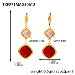 Faceted Czech Glass Two-Part Drop Earrings