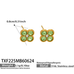 Color Four-Petal Cubic Zirconia Necklace and Earrings