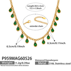 18K Gold-Plated Cubic Zirconia Drop Charm Necklace