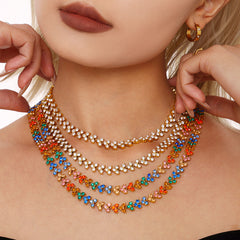 18K Gold-Plated Cubic Zirconia Geometric Necklace