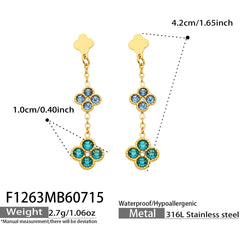 18K Gold-Plated Color Cubic Zirconia Flower Earrings