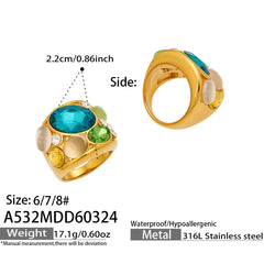 Colored Stone Openwork Statement Ring