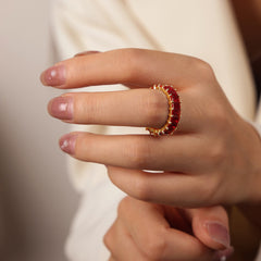 Colored Cubic Zirconia Geometric Open Ring