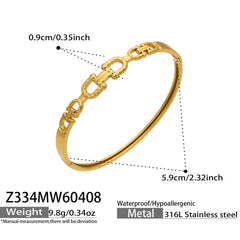 18K Gold-Plated Chain Detail Bangle Bracelet