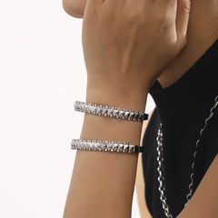 18K Gold-Plated Studded Cubic Zirconia Bangle