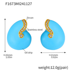 Enamel Spiral Stud Earrings