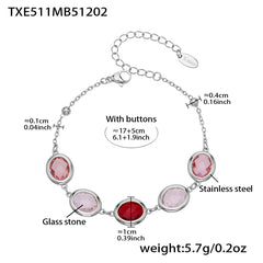 Faceted Oval Glass Stone Necklace, Bracelet & Earrings