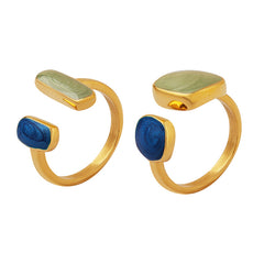 Green Enamel Geometric Open Ring
