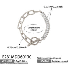 Cubic Zirconia Mixed-Link Toggle Necklace & Bracelet
