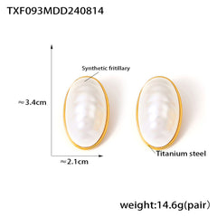 18K Gold-Plated Oval Mother-of-Pearl Jewelry