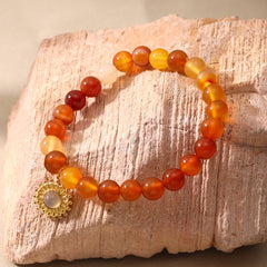 Natural Agate Beaded Charm Bracelet
