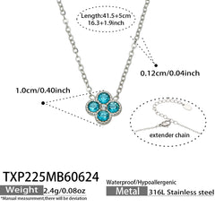 Color Four-Petal Cubic Zirconia Necklace and Earrings