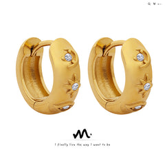 Star-Set Stone Accent Huggie Hoop Earrings
