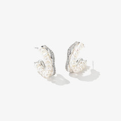 Nicolette Dainty Pearl Pavé Stud Earrings