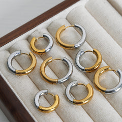 Two-Tone Rounded Hoop Earrings