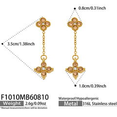 Clover Cubic Zirconia Chain Drop Earrings