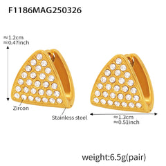 18K Gold-Plated Cubic Zirconia Triangle Stud Earrings