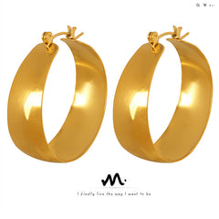 18K Gold-Plated Wide Oval Hoop Earrings