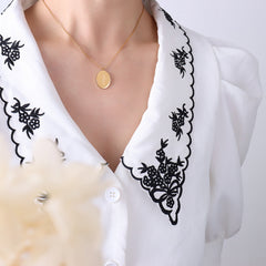 Birth Flower Oval Pendant Necklace
