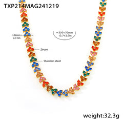 18K Gold-Plated Cubic Zirconia Geometric Necklace