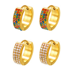 18K Gold-Plated Pave Cubic Zirconia Hoop Earrings