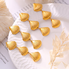 Gold-Tone Triple Shell Drop Earrings