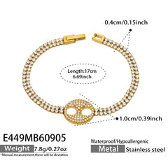Cubic Zirconia Flower and Oval Link Chain Bracelet