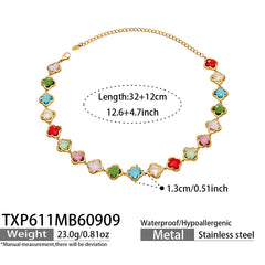 Color Glass Four-Petal Flower Jewelry