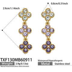 Color Cubic Zirconia Four-Petal Flower Jewelry