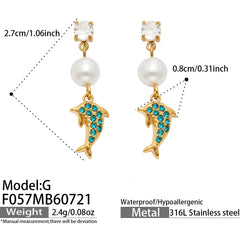 18K Gold-Plated Ocean Charm Drop Earrings