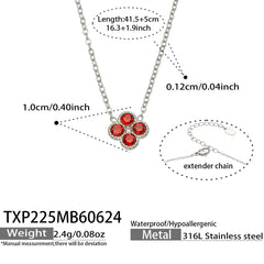 Color Four-Petal Cubic Zirconia Necklace and Earrings