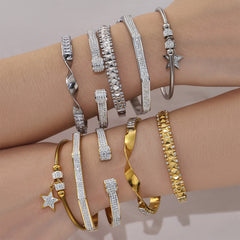 18K Gold-Plated Sparkling Open Cuff Bracelet