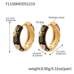 18K Gold-Plated Floral Enamel Hoop Earrings