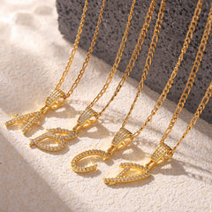 Cubic Zirconia Script Initial Pendant Necklace
